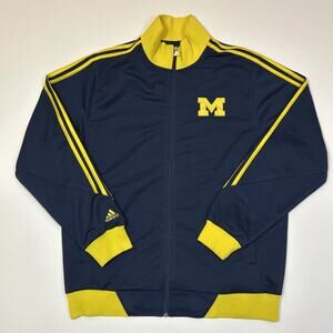 Michigan Wolverines Adidas Track Jacket Mens M Navy Yellow Full Zip NCAA Jacket